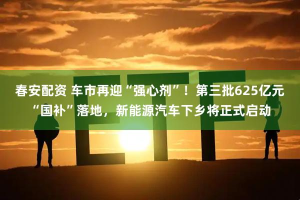 春安配资 车市再迎“强心剂”！第三批625亿元“国补”落地，新能源汽车下乡将正式启动