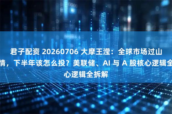 君子配资 20260706 大摩王滢：全球市场过山车行情，下半年该怎么投？美联储、AI 与 A 股核心逻辑全拆解