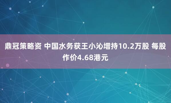 鼎冠策略资 中国水务获王小沁增持10.2万股 每股作价4.68港元